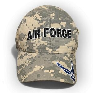 US Air Force Digital Camo Baseball Cap Embroidered Logo USA Made Adjustable